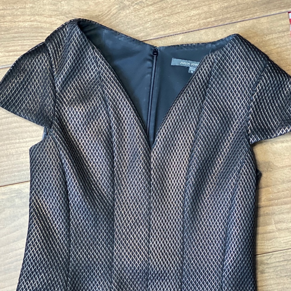 Julia Jordan Holiday Black Cocktail Dress with Gold Thread